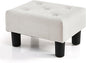 BRIAN & DANY Small Foot Stool, Velvet Foot Stools with Legs, Stable Small Footstool for Living Room, Milky White