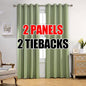 MIUCO Room Darkening Soild Grommets Blackout Curtains Panels for Doors Window Curtains 8 Eyelets Set of 2 52 Inch Wide 95 Inch Long Sage, Bonus 2 Tie Backs Included