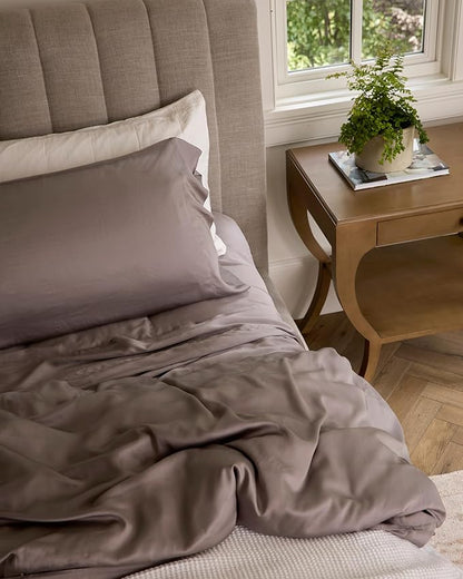 Cozy Earth Luxury Bed Sheet Set - 100% Viscose from Bamboo Fabric, Ultra-Soft & Breathable, Fits Regular & Deep Pocket Mattresses up to 20" - 4 Pieces California King Sheet Set Walnut