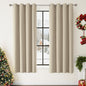 ChrisDowa 100% Blackout Natural Solid Solid Curtains 63 Inches Long 2 Panels for Bedroom Living Room,Farmhouse Room Darkening Thermal Insulated Soundproof Grommet Top Window Treatment Drapes,52x63