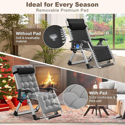 DoCred Comfy Chair, Folding Chair Recliner Chair for Bedroom and Living Room, Folding Reclining Patio Chairs Lounge Chair with Removable Cushion for Indoor Outdoor