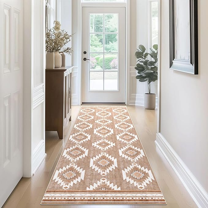 Runner Rug 2'x7' Western Washable Non-Slip Runners for Hallways Kitchen Entryway Laundry Room Modern Carpet Hallway Runner Camel