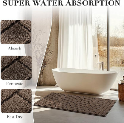 hicorfe Indoor Doormat,Front Back Door Mat Rubber Backing Non Slip Door Mats 20"x31.5" Absorbent Resist Dirt Entrance Doormat Inside Floor Mats for Entryway Washable Low-Profile(Camel)