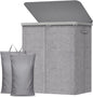 Lifewit 145L Laundry Basket with Lid, Large Laundry Hamper with Plastic Handles and Removable Bag, Foldable Tall Dirty Clothes Hampers for Laundry for Laundry Room, Bedroom, Bathroom, Dorm, Light Gray