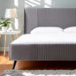 Livinia Sunset King Size Wingback Platform Bed, Fabric Upholstered King Bed Frame with Vertical Channel Tufted Headboard Footboard, Strong Wood Slats, No Box Spring Needed, Gray