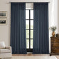 Extra Long Navy Linen Curtains 120 Inches Long Dark Blue Indigo Farmhouse Modern Curtain Light Filtering Semi Sheer Back Tab Pinch Pleat Curtain for Tall Ceiling Living Room Bedroom 2 Panels
