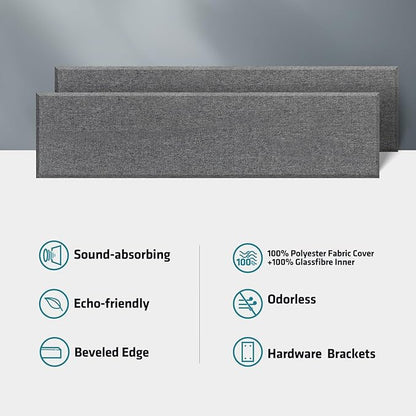 UMIACOUSTICS 2 PCS Fiberglass Acoustic Panels, 48x12x2 Inches Sound Absorbing Panels, Sound Proof Panels for Studios, Office, Home Theater. (Heather)