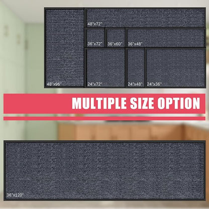 Kuyal Front Door Mat, 3'x6' Indoor Outdoor Entrance Mat, Commercial Floor Mats Inside Outside Entrance, Heavy Duty Durable Welcome Mats, Rubber Backing Non Slip Outdoor Mats for Entryway,Dark Gray