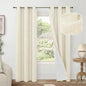 Linen Blackout Curtains for Living Room Narrow Window, Thermal Insulated Complete Light Blocking Privacy Soundproof Small Curtains for Bedroom, Each 38 Inch Wide 80 Inch Length 2 Panels, Cream