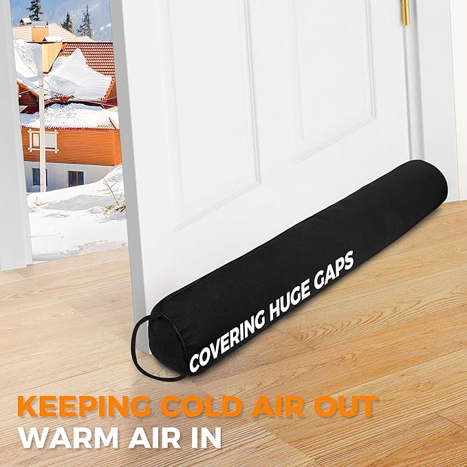 TORRAMI Under Door Draft Stoppers 38 Inch, Heavy Triangle Stop Draft Block Cold Air/Wind/Breeze Noise Blocker Door Sweeps Weather Stripping Bottom Seal Black