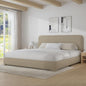 BarnFurin Boucle Upholstered Bed Frame King Size/Cloud Bed Frame/Soft Rounded Corners Headboard/Low Profile/No Box Spring Needed/Beige
