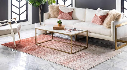 Unique Loom Del Mar Collection Area Rug - Jennifer (10' x 13' 1" Rectangle, Red/ Beige)