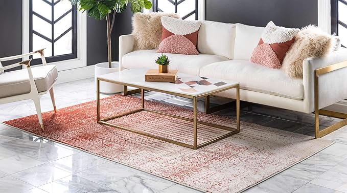 Unique Loom Del Mar Collection Area Rug - Jennifer (3' 3" x 5' 3" Rectangle, Red/ Beige)