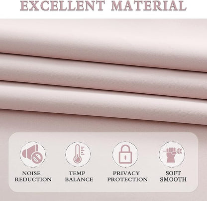 DONREN Light Pink Blackout Curtains 63 Inches Long for Nursery - Blush Thermal Insulated Room Darkening Curtain Panel Pair with Rod Pocket,52 x 63 Inches Long,2 Panels