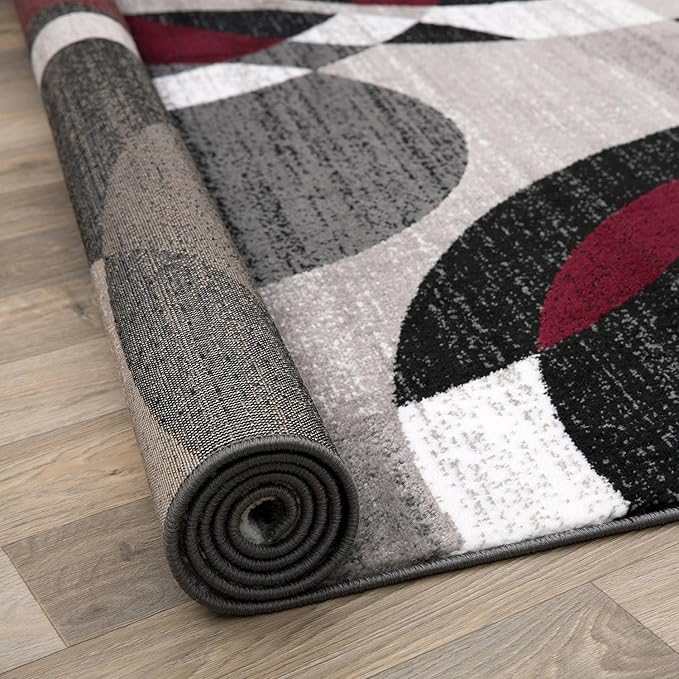 Rugshop Contemporary Abstract Circles Perfect for high Traffic Areas of Your Living Room,Bedroom,Basement,Kitchen Large Areas Open Spaces Area Rug 10' x 14' Red