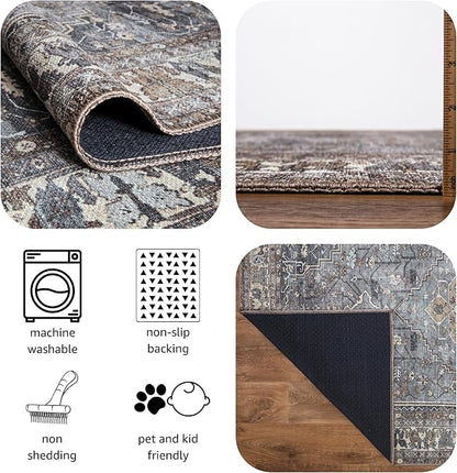 Keen Home Design 4x6 Rug - Machine Washable Area Rug with Non-Slip Backing, Ideal for Living Room, Dining Room, Bedroom - Vintage, Easy Clean, Durable, Low Pile Rug - (4' x 6')