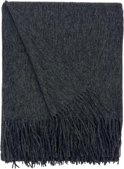 Alashan Cashmere Blend Ripple Finish Woven Throw (Charcoal)