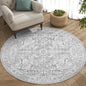 jinchan Lima Round Rug 5ft Vintage Machine Washable Area Rug Indoor Circle 5' Ultra-Thin Non-Slip Floral Print Carpet for Farmhouse Entryway Dining Room Living Room Bedroom Office (5'Round, Grey)