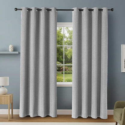 Amazon Basics 100% Blackout Curtains with Grommets, 2 Panels, 52 x 96 Inches, Dark Gray