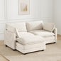 78'' Modular Sectional Cloud Couch with Movable Ottoman, 3 Seat Comfy Modern Corduroy Sofa with 2 Throw Pillows, Deep Seat L Shaped Couch for Living Room Bedroom Apartment, Beige