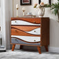 3-Drawer Dresser with Sculpted Wave Fronts, Tri-Color Drawer Design, Modern Chest of Drawers Storage Cabinet for Bedroom, Living Room, Hallway, or Office