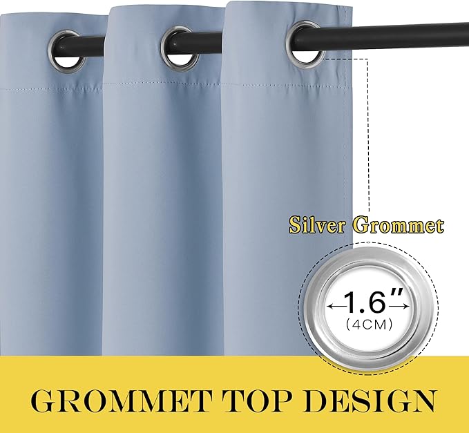 NICETOWN Patio Door Curtain Sound Blocking, Bedroom Privacy Room Divider Curtain, Thermal Insulated Blackout Closet Sliding Door Shade (1 Panel, 100" Wide x 120" Long, Vintage Blue)