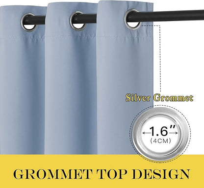NICETOWN Blackout Curtains 84 Inch Length, Thermal Insulated Curtains for Bedroom Grommet Energy Saving Room Darkening Drapes for Living Room Window, 1 Panel, Vintage Blue, 66" W x 102" L