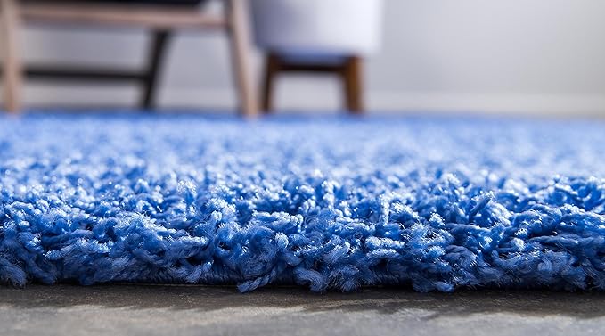 Unique Loom Solid Shag Collection Area Rug (2' 2" x 6' 7" Runner, Periwinkle Blue)