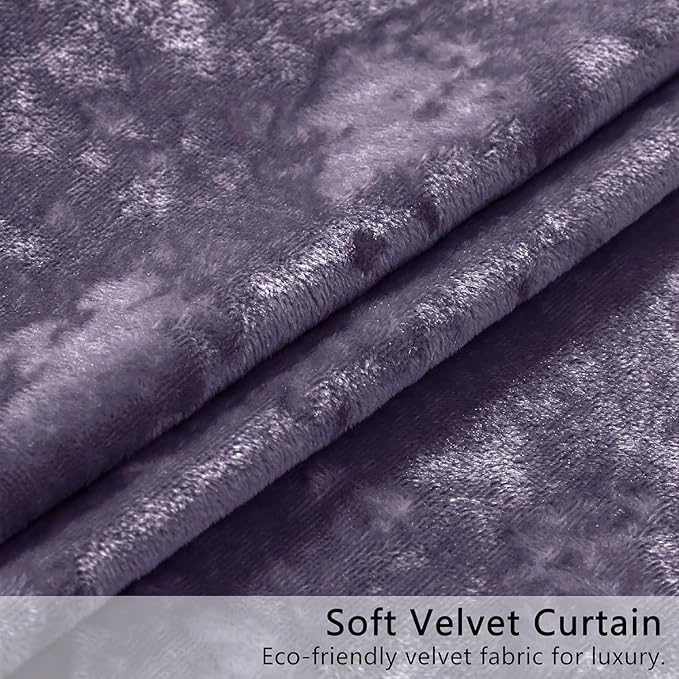 SMILETIME Lilac Purple Crushed Velvet Curtains 52x84 inch Luxurious Thermal Insulated Soundproof Drapes for Living Room Bedroom Office Soft and Durable Light-Filtering Window Treatments, 2 Panels