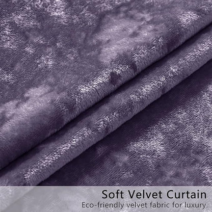 SMILETIME Lilac Purple Crushed Velvet Curtains 52x96 inch Luxurious Thermal Insulated Soundproof Drapes for Living Room Bedroom Office Soft and Durable Light-Filtering Window Treatments, 2 Panels