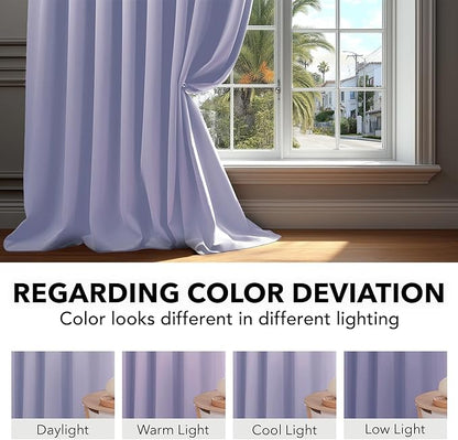 Deconovo Room Darkening Curtains Solid Back Tab and Rod Pocket Curtains Thermal Insulated Blackout Curtains for Office 52Wx95L Inch Light Purple Set of 2