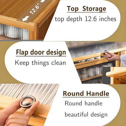 Tall Shoe Cabinet with Acrylic Doors, 10-Tier Large Capacity Bamboo Shoe Cabinet, 40-45 Pairs Freestanding Shoe Rack & Shoe Organizer for Closet Entrance, Hallway, Living Room, Bedroom