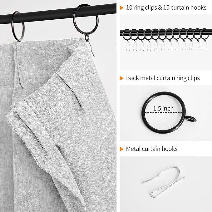 WdFour 24x24 Inch Pinch Pleated Blackout Cafe Curtains - Pack of 2, 100% Light Blocking Back Tab Drapes for Half Windows, Kitchen & Bathroom Short Curtains (Greyish White)