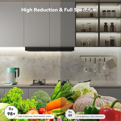 PAUTIX COB LED Strip Lights,UL Listed Dotless LED Lights with RF Remote,32.8ft Natural White 4000K Super Bright Dimmable 24V Flexible LED Tape Light,Kitchen Cabinet,Office,Stairs,Shelf Indoor Lighting