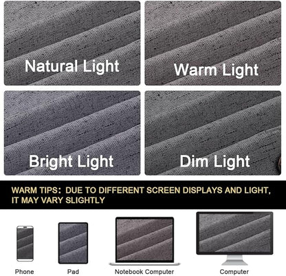 PrinceDeco 100% Blackout Curtains for Bedroom Linen Blackout Curtains 84 Inches Long Full Light Blocking Thermal Insulated with White Liner Energy Saving Warm Drapes for Winter, Grey,W 42 X L 84 Inch