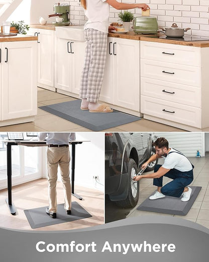 Ophanie Kitchen Mats for Floor, 3/4 inch Thick, 17x24 Anti Fatigue Cushioned Mat, Kitchen Rugs, Waterproof, Comfort Ergonomic Standing Mat for Office, Home, Sink, Grey Non-Slip Ridged Bottom