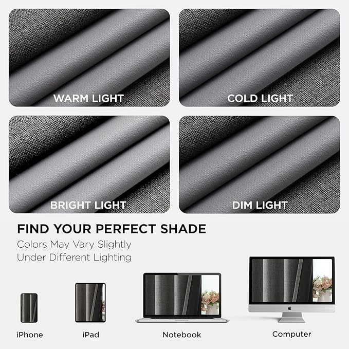 Joydeco Blackout Curtains 120 Inches Long 2 Panels Burg, Room Darkening Curtains for Bedroom, 100% Black Out Textured Thermal Drapes Privacy Protection 2 Panels Set(W52 x L120 Inch, Grey)
