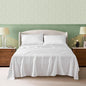 Linen World Cooling Bed Sheets Set Queen Size,100% Organically Grown Viscose Sheets,Deep Pocket Up to 16",4 Pieces Silky Soft,Breathable Bedding Sheets & Pillowcases(White,Queen)
