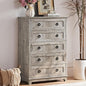 Farmhouse 5 Drawer Dresser for Bedroom, 42" Tall Small Dressers & Chest of Drawers, Rustic Wood Dresser with Metal Handle, Storage Organizer Closet for Living Room, Hallway, Entryway