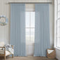 Dusty Blue Pleated Linen Curtains 96 Inches Long for Living Room 2 Panel Set Semi Sheer Light Filtering Pinch Pleat with Rings Hooks Drapes Boho Farmhouse Light Blue Grey Curtain Bedroom Window