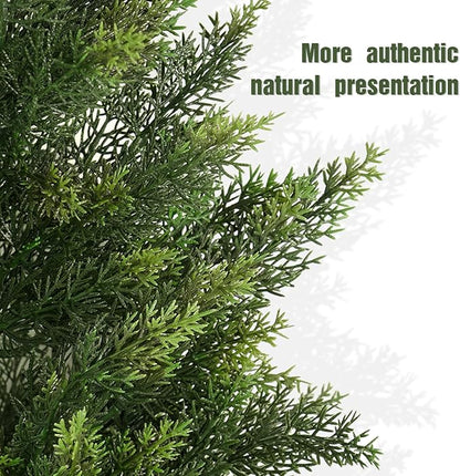 Outdoor Artificial Cedar Topiary Tree, Faux Evergreen Shrubs for Front Porch Decor, Lifelike Fake Bushes Plants for Home Living Room Front Door Decor (2, 4ft)