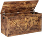 Timberer 39.4" Storage Chest, Wooden Storage Bench, Large Storage Trunk with 2 Safety Hinges, Entryway Shoes Bench for Living Room, Bedroom, Rustic Brown