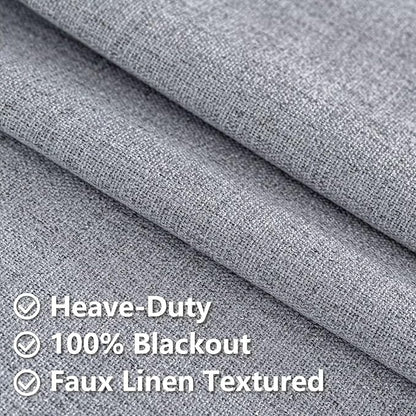 100% Blackout Curtains for Living Room, 72 Inch Curtains 2 Panel Set Light Blocking, Back Tab & Rod Pocket Thermal Insulated Drapes Bedroom Windows Home Decor(52W × 72L inch, Light Grey)