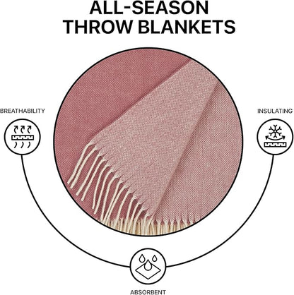 | Wool Blanket/Throw | 100% New Zealand Wool | Perfect for Home and Outdoors | Virgin Wool Throw with Fringes 67"x79" (170 x 200 cm)