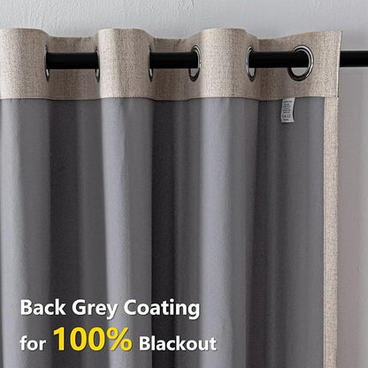 100% Blackout Curtains 84 Inch Length 2 Panels Set, Black Out Curtains for Living Room, Beige Thermal Insulated Grommet Drapes Bedroom Luxury Decor Privacy(37W × 84L inch, Beige)