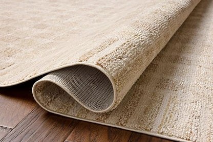 Loloi Chris Loves Julia Calvin Collection CLV-03 Bone/Natural 3'-6" x 5'-6" Accent Rug Checkered Neutral Soft Living Room Bedroom Carpet