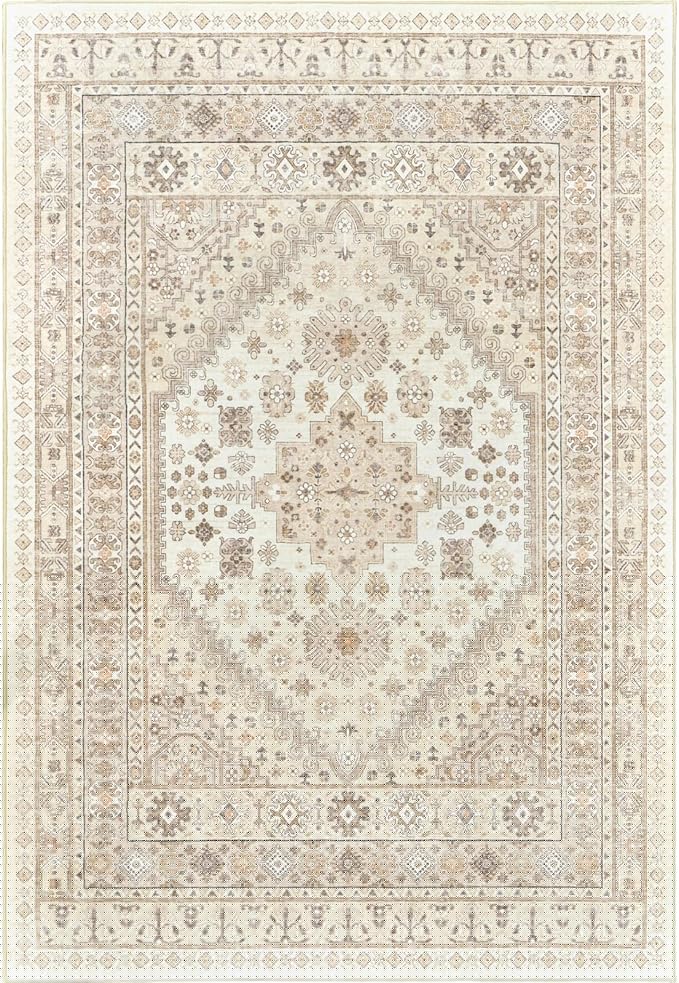 zesthome 8x10 Area Rugs for Living Room,Non-Slip Backing Washable Rugs,Vintage Large Area Rug，Stain Resistant Home Decor Rug
