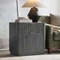 T4TREAM 23'' Fluted Nightstand with Charging Station, Large 2 Drawer Side Table, Modern End Table with Storage, Mid Century Bedside Table for Bedroom, Living Room, Curved Profile, Dark Alder