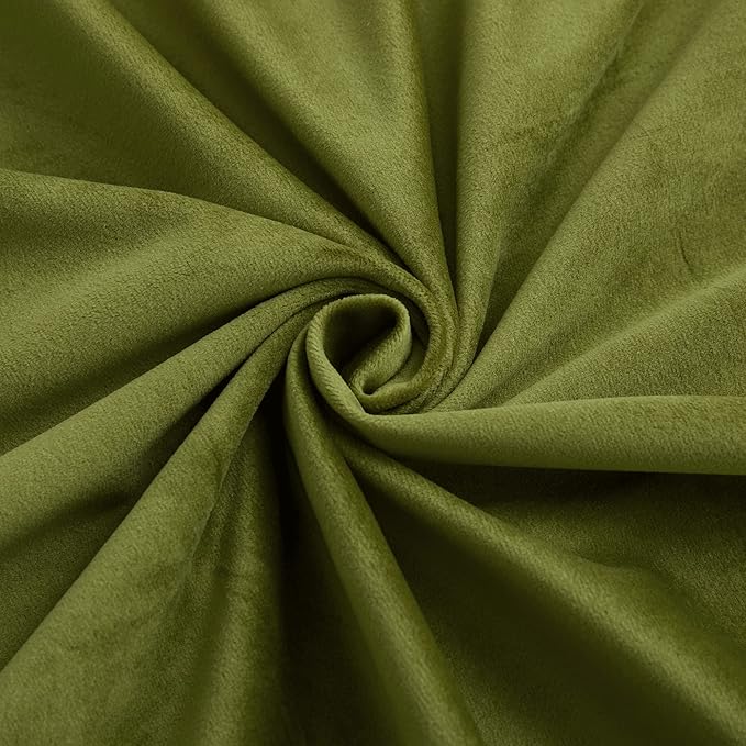 RYB HOME Velvet Curtains 102 inches Long, Back Tab Room Darkening Noise Reducing Window Treatment for Living Room Bedroom Privacy Protect for Stuido, Moss Green, W52 x L102 inch, 2 Panels