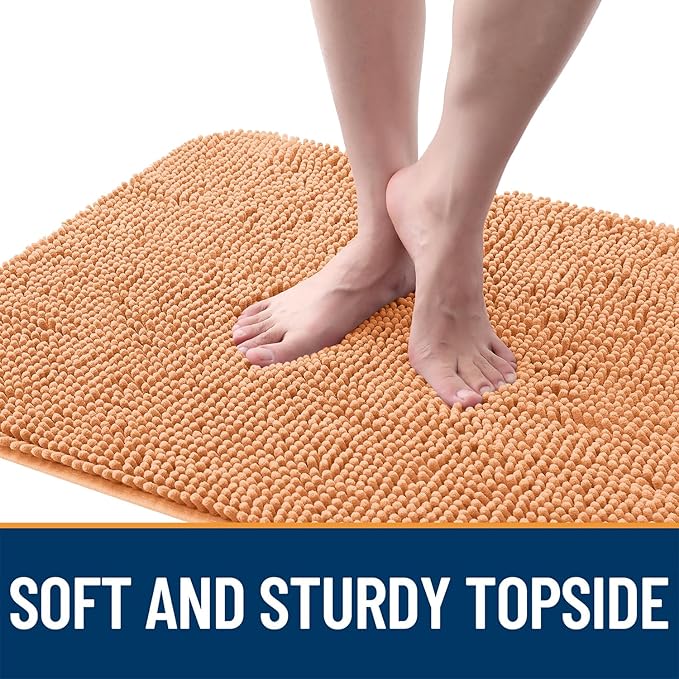OLANLY Dog Door Mat for Muddy Paws 59x35, Absorbs Moisture and Dirt, Absorbent Non-Slip Washable Doormat, Quick Dry Chenille Mud Mat for Dogs, Entry Indoor Entryway Carpet for Inside Floor, Orange